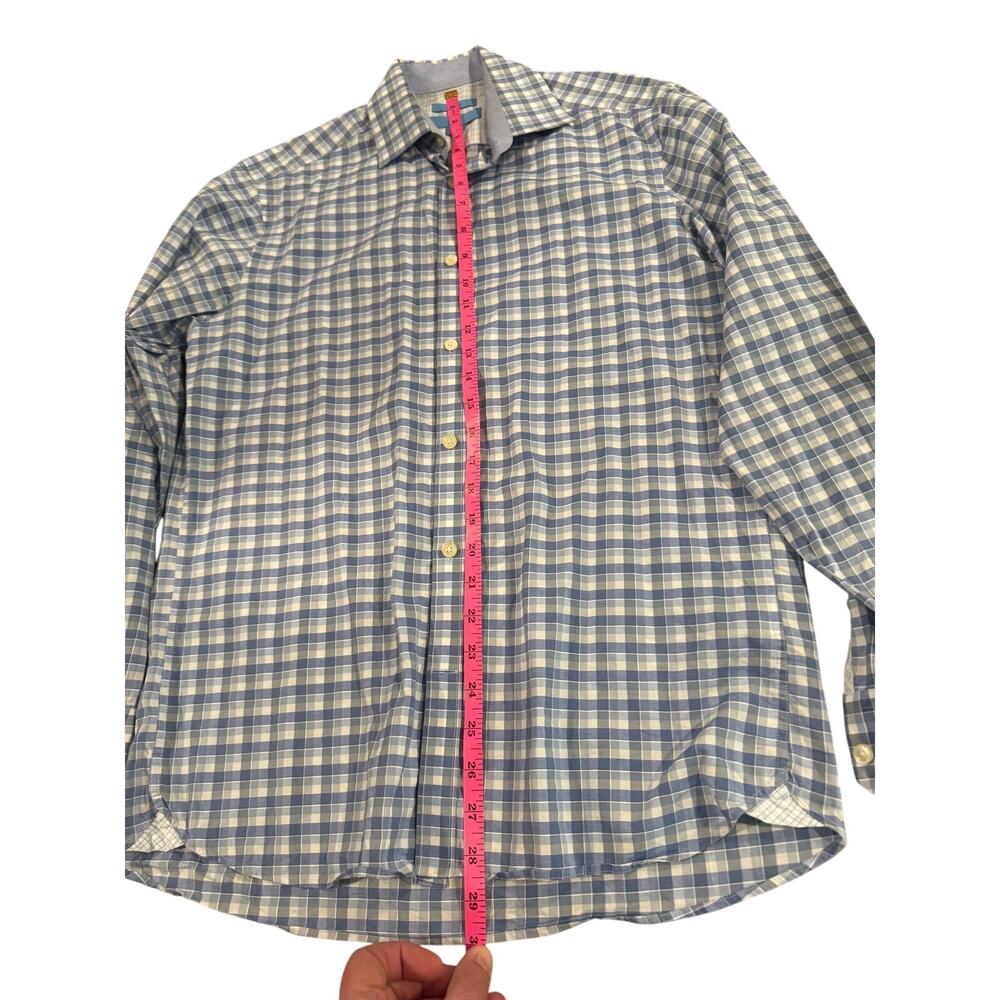 Egara Slim Fit Blue White Plaid Button Down Shirt Men’s Medium 15-15.5 - Picture 4 of 10